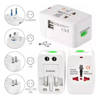 Adaptador Corriente Universal Viajero 2 Puertos Usb 1000 Ma
