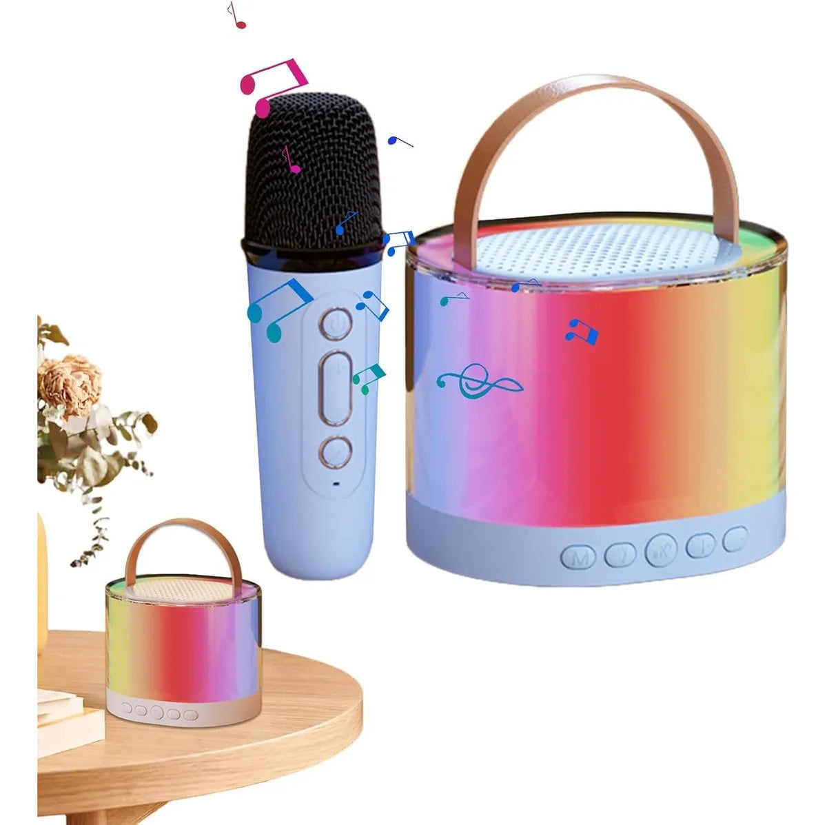 Mini Parlante Inalámbrico Luz Rgb Karaoke Con Micrófono Usb®