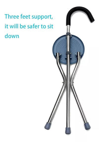 Bastón Con Asiento Plegable, 3 Apoyos Acero Inoxidable®