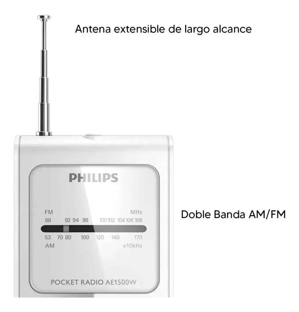 Radio Philips Profesional Portátil A Pila Am/fm Ae1500w C®