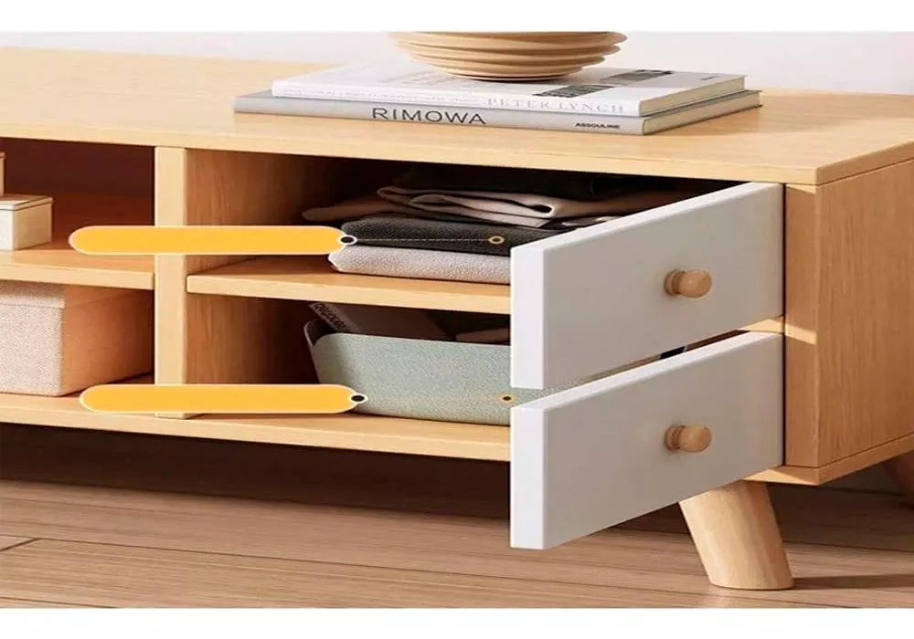 Rack Tv Madera Minimalista 3 Cajones 4 Estantes 140cm®