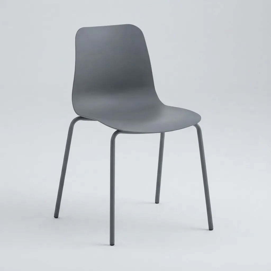 Silla De Comedor Gris Mate Metal Y Polipropileno Premium®