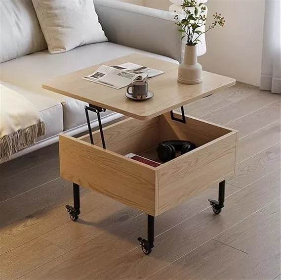 Mesa Ratona Mdf Elevación Con Cajón Oculto 55cm Con Ruedas®
