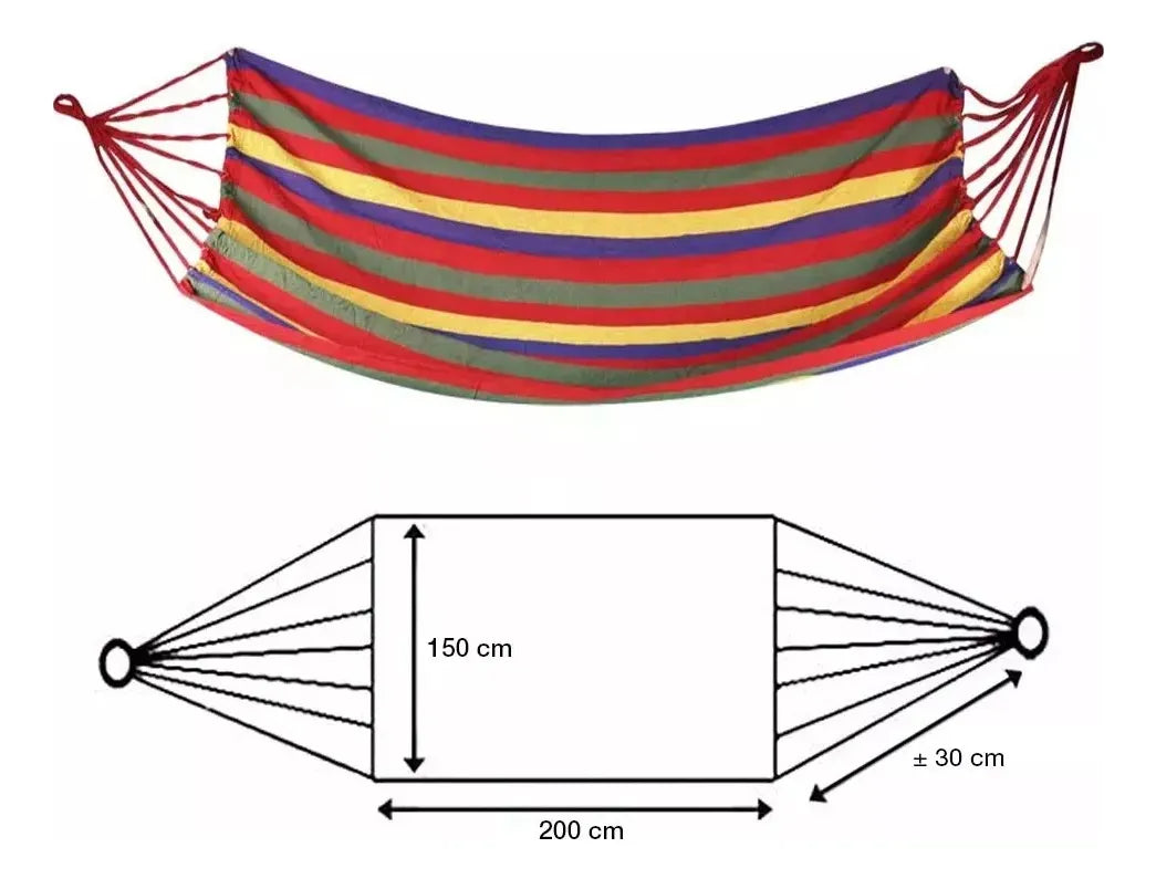 Hamaca Paraguaya 2 Plazas 200x150cm Multicolor Para Verano®