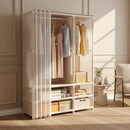 Ropero Organizador Practico Metal Y Tela 4 Estantes Beige®