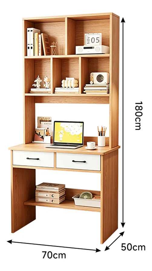 Escritorio Con Biblioteca + Cajones + Estantes Premium Mdf®