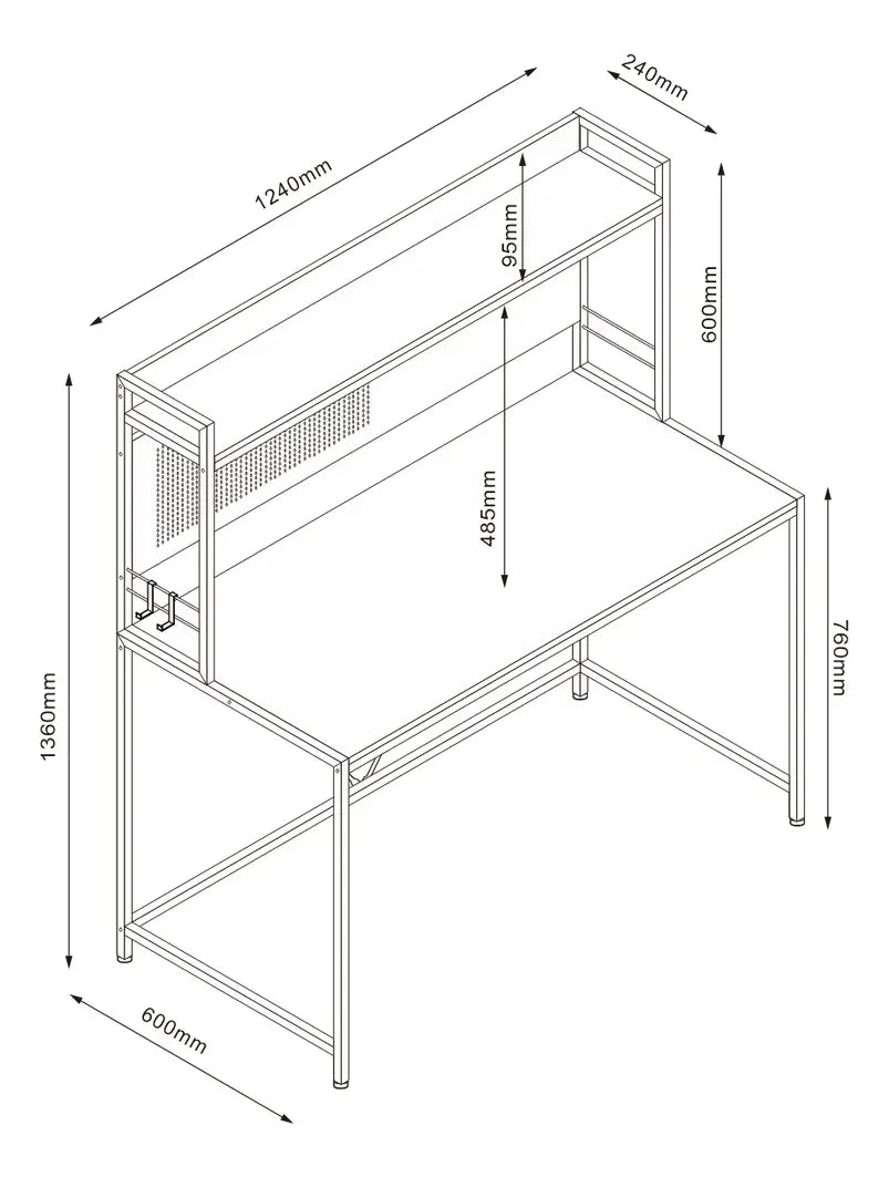 Escritorio Industrial Con Estante/panel Organizador Premium®