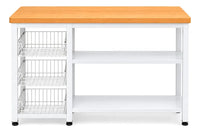 Organizador de cocina auxiliar MDF y metal blanco y natural