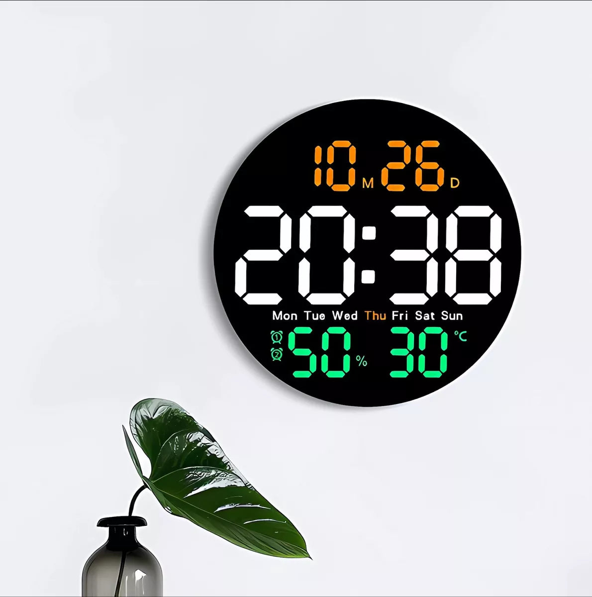 Reloj De Pared Digital 10'', Led Con Temperatura Y Humedad®