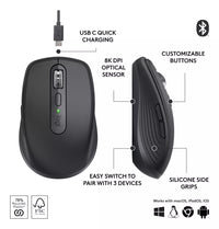Mouse Logitech Inalámbrico Mx Anywhere 3 Negro 6 Botones
