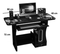 Escritorio Negro Con Estante Para Torre De Pc Y Diseño ®