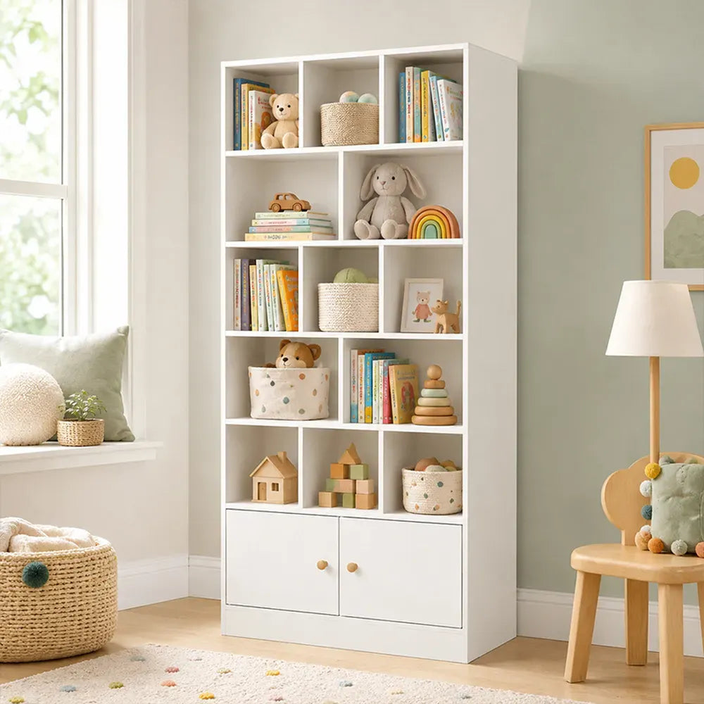 Biblioteca Profesional Moderna 5 niveles 2 puertas blanca