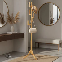Perchero Madera Bambu Con 6 Ganchos 174cm Color Natural®