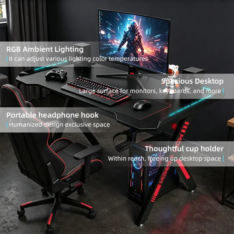 Escritorio Gamer Hierro Y Madera Mdf Profesional Luces Rgb®