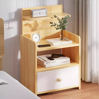 Mesa De Luz Marrón Y Blanco 3 Estantes Y Cajón 33x26x60cm®