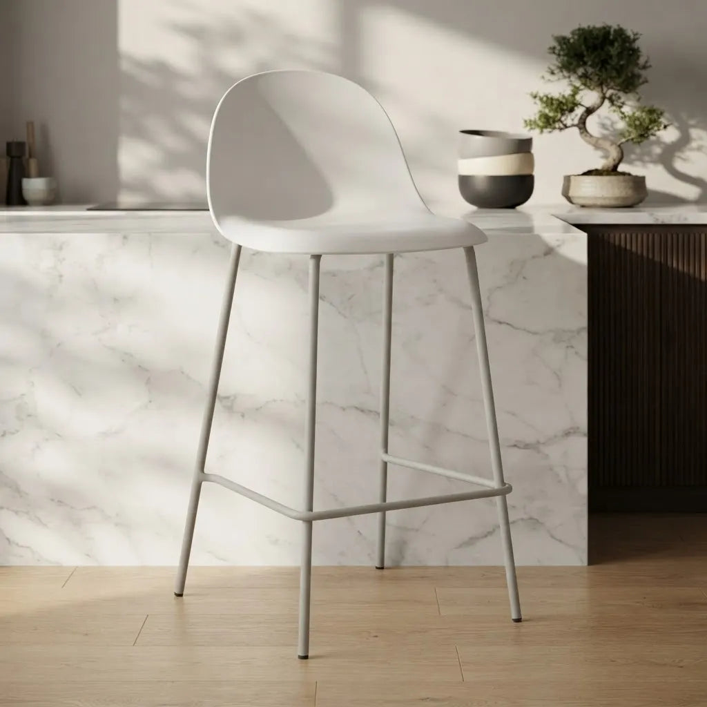 Taburete Minimalista Polipropileno/hierro Blanco Mate Premium®