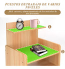 Mesa De Luz Marrón Y Blanco 3 Estantes Y Cajón 33x26x60cm®