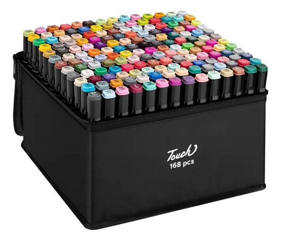Kit 168 Marcadores Multicolores Doble Punta Touch+estuche®
