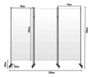 Biombo Separador 3 Paneles 226x185cm Poliéster Con Ruedas®