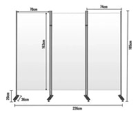 Biombo Separador 3 Paneles 226x185cm Poliéster Con Ruedas®