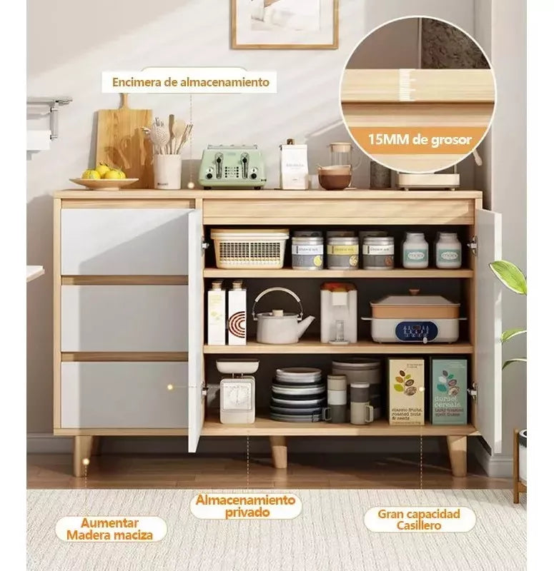Mueble Organizador Alacena 3 Cajones 2 Puertas 100x30x80cm®
