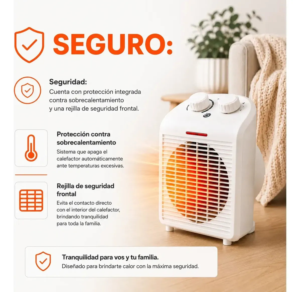 Calefactor Caloventilador Titanheat 2000w Potente Blanco®