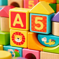 Bloques De Madera Educativos Con Abecedario Y Numeros X100®