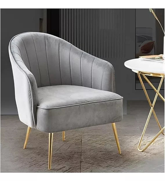 Sofá Nórdico Gris Terciopelo Con Patas Doradas 62x60x72 Cm®