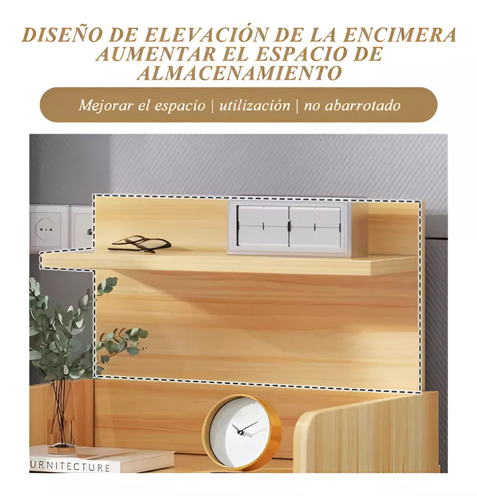 Mesa De Luz Marrón Y Blanco 3 Estantes Y Cajón 33x26x60cm®
