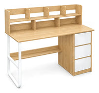 Escritorio profesional OFI MDF y metal natural y blanco