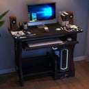 Escritorio Negro Con Estante Para Torre De Pc Y Diseño ®