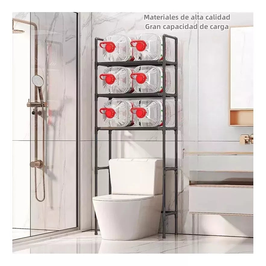 Mueble Organizador De Baño Lavadora Rack 3 Niveles Color Negro