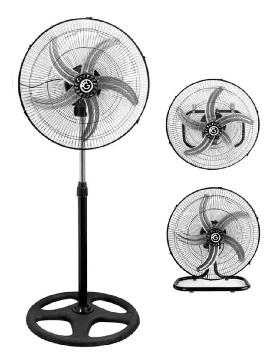 Ventilador De Pie Potente 55cm Diametro 55w Metalico 5 aspas®