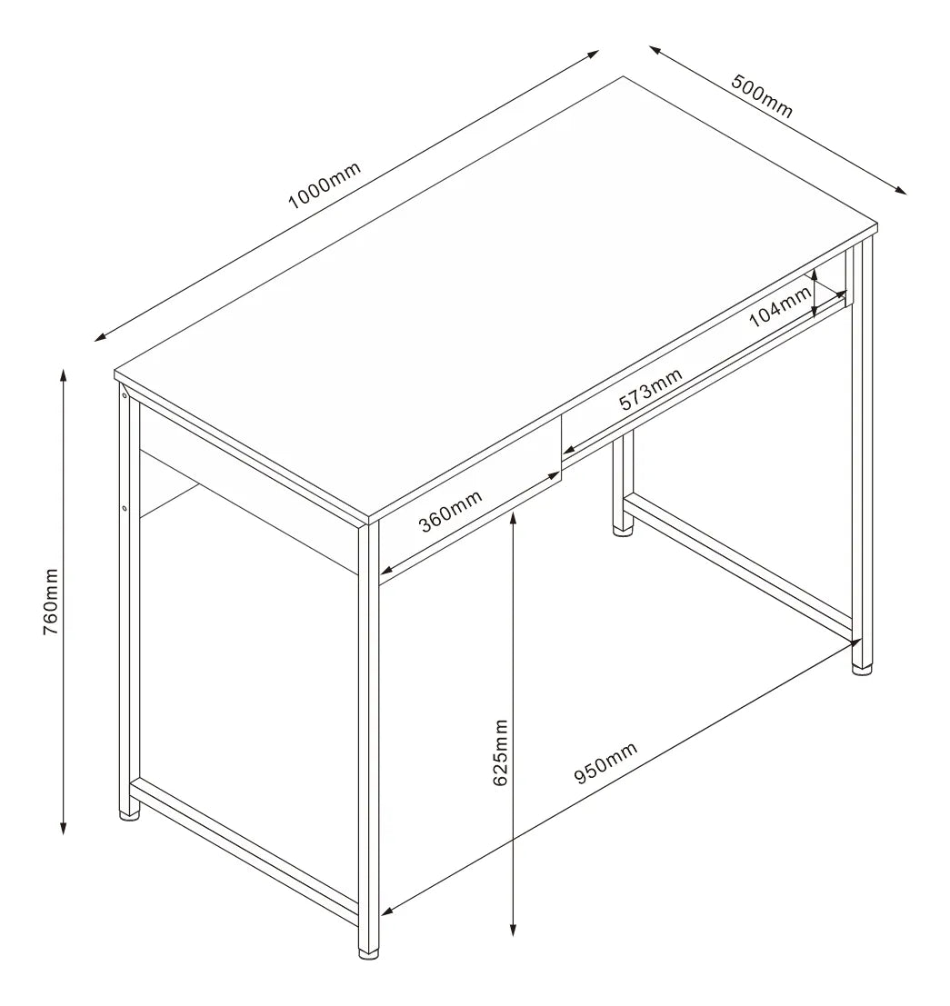 Escritorio Industrial Premium Mdf/metal Con Cajón Estante®