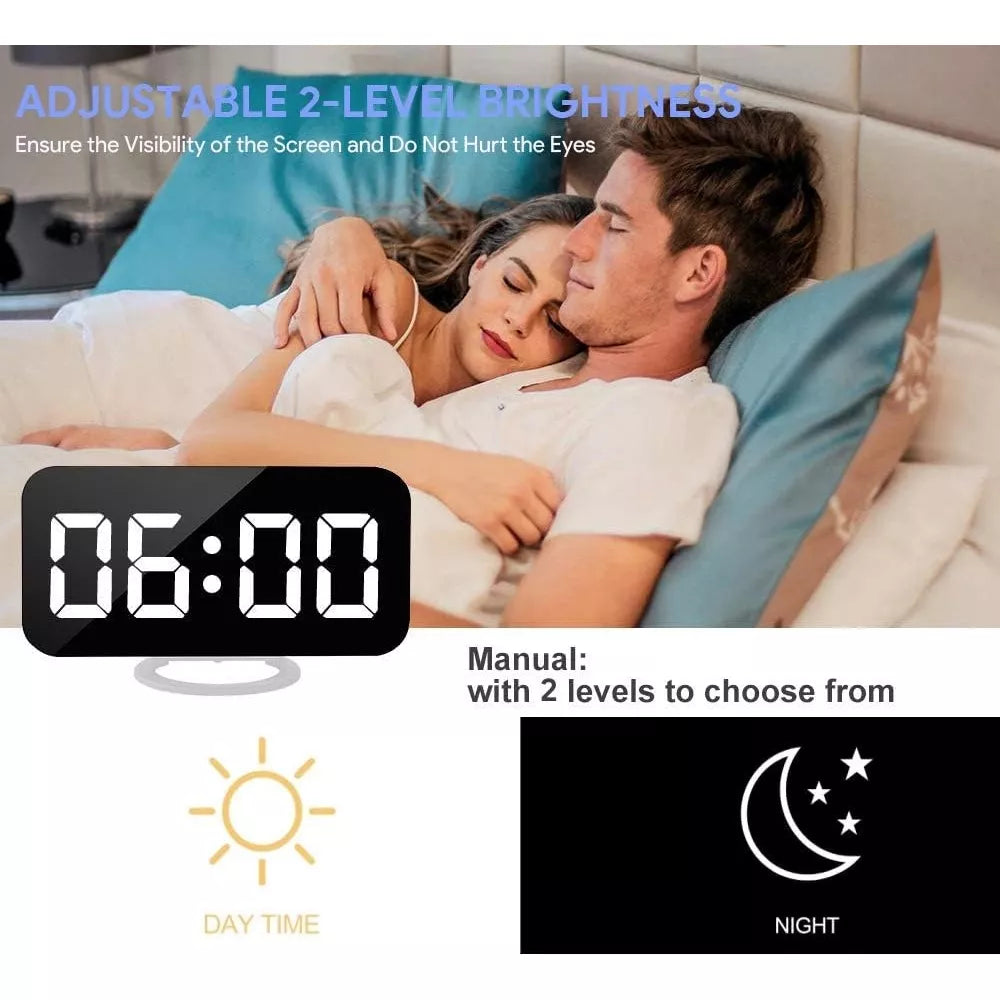 Reloj Despertador Tipo Espejo Temperatura Led Calidad Pro®