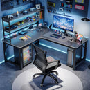 Escritorio gamer en L fibra de carbono y hierro 160x120cm®