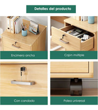 Cajonera 3 Niveles Para Oficina Con Cerradura Mdf+ruedas®