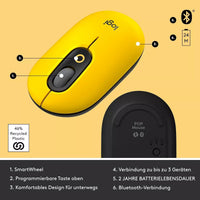 Mouse Logitech Inalámbrico Pop 910 Color Blast Yellow