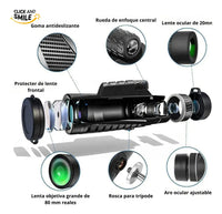Monocular 80x100 Telescopio Alta Potencia Camping Vision Nitida con Tripode para celular ®