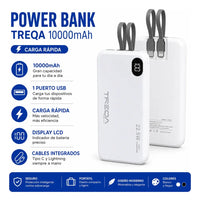 Cargador Inalambrico Portatil Treqa 10000 Mah Carga Rapida®