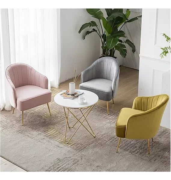 Sofá Nórdico Gris Terciopelo Con Patas Doradas 62x60x72 Cm®