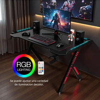 Escritorio Gamer Hierro Y Madera Mdf Profesional Luces Rgb®