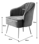 Sofá Nórdico Gris Terciopelo Con Patas Doradas 62x60x72 Cm®