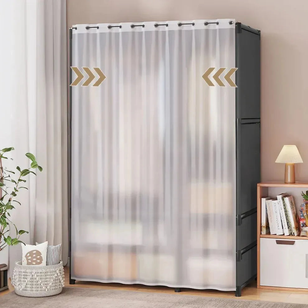 Ropero Organizador Tela Impermeable Y Metal 166x109cm Negro®