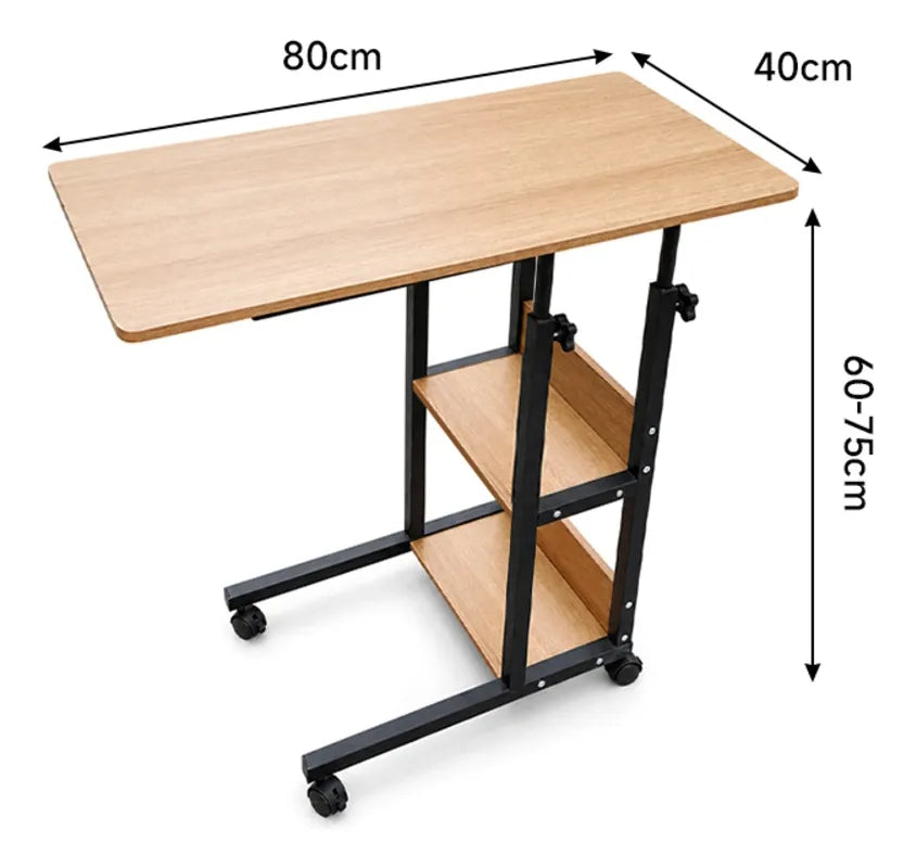 Mesa Auxiliar Premium Con Ruedas Estantes Regulable 80x40cm®