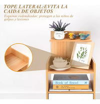 Mesa De Luz Marrón Y Blanco 3 Estantes Y Cajón 33x26x60cm®