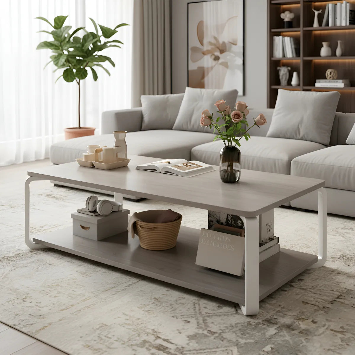 Mesa Ratona 2 Niveles Nórdica Rectangular Madera Y Acero®
