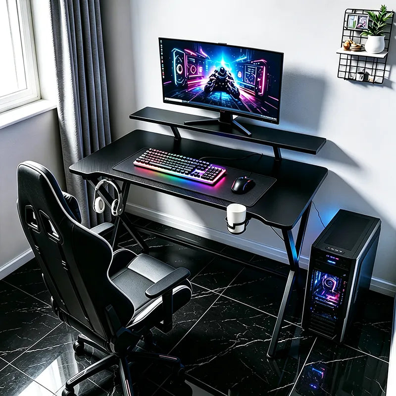 Escritorio Gamer Premium Con Estante+Luces Rgb Colores®