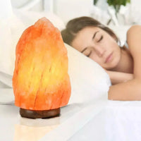 Lámpara Piedra Rústica De Sal Himalaya Base De Madera®