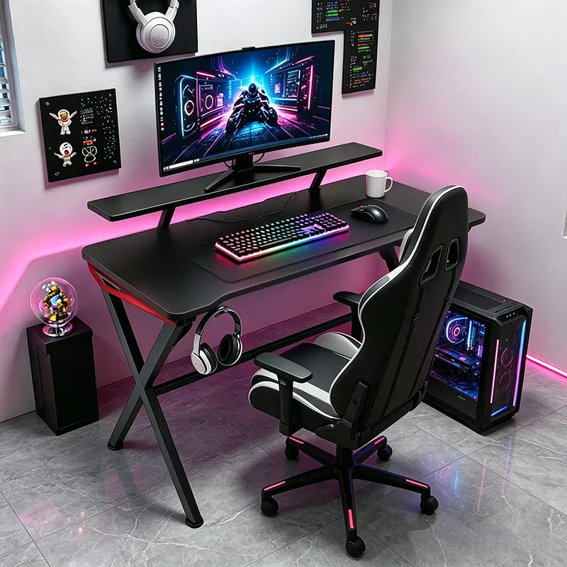 Escritorio Gamer Premium Con Estante+Luces Rgb Colores®